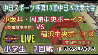 中日スポーツ杯第18回日本少年野球中日本秋季大会　小学生2回戦　小坂井・岡崎中央ボーイズ（愛知県東支部）　vs　稲沢中央ボーイズ（愛知県西支部）