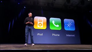 Steve Jobs unveils the revolutionary new iPhone at the 2007 MacWorld in San Francisco