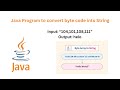 Mostly Asked Question in interview || Java program to convert Byte array into  String