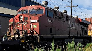 An EVEN LONGER Stack Train in Cobourg, Canada - CP 113 Hauls 196 Wells