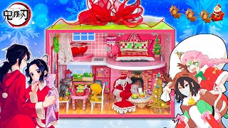 【鬼滅の刃】️🎄クリスマスのお部屋を DIY ❤️ 10+ のベスト ミニチュアドールハウスを 禰豆子サンタ、胡蝶しのぶ、栗花落カナヲ、甘露寺蜜璃 の ✨️