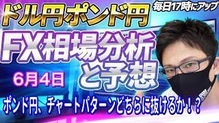 【FX相場分析と予想】FXライブ配信！ポンド円、チャートパターンどちらに抜けるのか！？ドル円とポンド円絶好の反発ポイントを見極めろ（6月4日）エントリーポイントをテクニカル分析で相場展開を予想