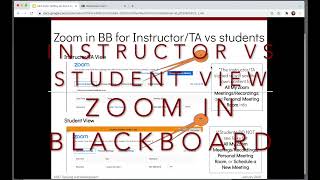 Instructor/TA vs Student View of Zoom Links in Blackboard