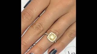 2 ct Cushion Cut Yellow Diamond Halo Ring