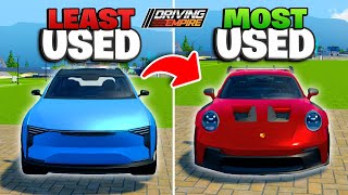 LEAST VS MOST Used Cars In Driving Empire!