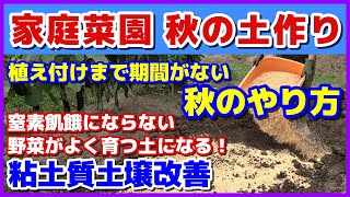 【家庭菜園の秋の土作り】植え付けまで期間ない秋のやり方／粘土質土壌はこうして改善しました／窒素飢餓にならない土づくり／土壌改良／畑の土作り／連作障害対策