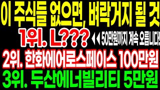 이 주식들 없으면, 벼락거지 됩니다!! 두산에너빌리티 목표가 5만원, 한화에어로스페이스 목표가 100만원, L??? 목표가 50만원!!