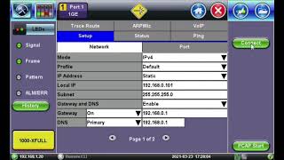 Loopback settings for VeEX testers