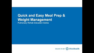 Quick and Easy Meal Prep \u0026 Weight Management