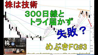 株は技術　上昇後、300日線に絡んだ「トライ届かず」が発生したので下落を狙ってみた　ショットガン投資法　めぶきFG#3