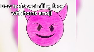 How to draw smiling face with horns emoji