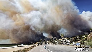 Fast-Moving Blaze Engulfs Pacific Palisades Hills, Smoke Blankets Santa Monica Bay