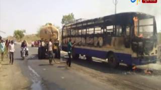 Bhavnagar: ST bus caught fire on Bhavnagar-palitana Highway_Etv News Gujarati