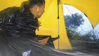 ⛈️ CRAZY STORM STRIKES! heavy rain camping with thunderstorm (SOLO CAMPING 🏕️)