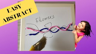 Daily Challenge # 73/ Simple Floral Abstract  Painting / Daily Art Therapy / ASMR