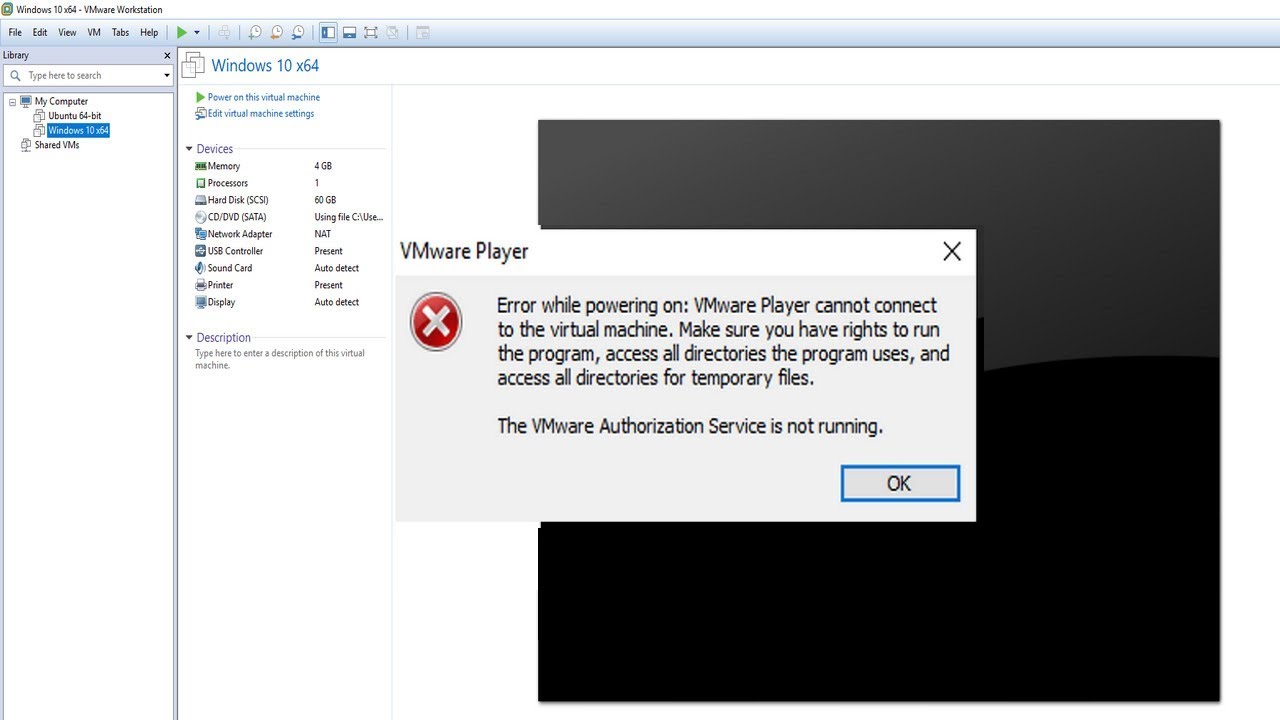 Запуск VMWARE service. VMWARE ошибка. VMWARE Error while powering on Internal Error. Как исправить ошибку the VMWARE authorization service is not Running.