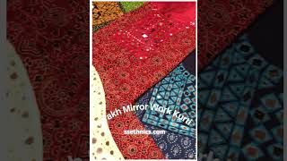 ajrakh mirror work kurti, ajrakh print kanch work kurti, unstitch mirror kurtis, ajrakh casual kurti