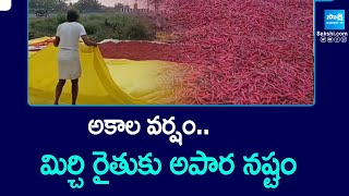 Mirchi Farmers Huge Loss to in Prakasam District : అకాల వర్షం..మిర్చి రైతుకు అపార నష్టం || @SakshiTV