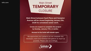 Sumter sewer work to close portion of Main Street, city says