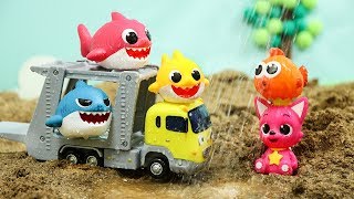 아기상어 모래놀이 장난감 뽀로로 타요 버스 친구들과 상어가족 핑크퐁 Baby Shark Sandbox Toy Play with Pinkfong Tayo Friends