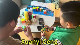 Xuanyi Geng is attempting the 4x4 Rubik's Cube.