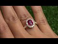 gc certified 3.25 carat natural unheated neon red ruby u0026 diamond estate ring solid 14k yellow gold