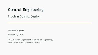 Control Engineering - NPTEL Problem Solving Session 1