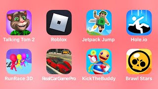 Talking Tom 2, Roblox, Jetpack Jump, Hole.io, Run Race 3D, Real Car Game Pro, Kick The Buddy Forever