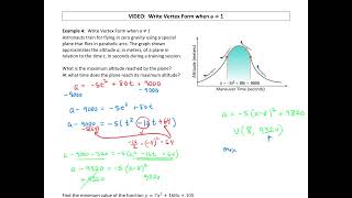 Write Vertex Form (when a does not equal 1)