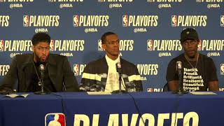 Davis, Holiday & Rondo Postgame Press Conference | Warriors vs Pelicans Game 2
