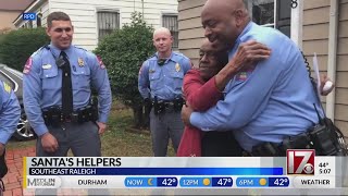 Raleigh police officers help decorate veteran's home