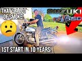 Barn Find Suzuki GT550 2 Stroke Triple First Start in 10 Years