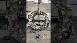 Sculpture Manufacturer Customized Blacksmithing Geometric Metal Large Art Sculpture Outdoor