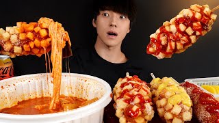 ASMR MUKBANG TTEOKBOKKI & CHEESE CORN DOG EATING SOUNDS