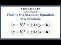 Parabola: Finding the Standard Equation of a Parabola #precalculus #conicsections #conics