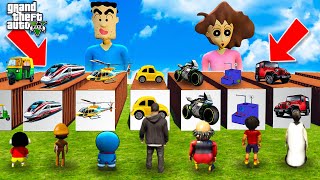 Shinchan Mom Dad Giving Gufts to Franklin Shinchan Doraemon Nobita in Gta 5