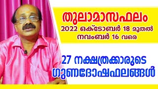 തുലാമാസ സമ്പൂർണ്ണ നക്ഷത്രഫലം | Attukal Sivadas | 9645 70 3337