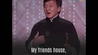 Jackie Chan becomes emotional during his Academy Awards acceptance speech as he recalls what happene