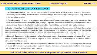 S.Y.J.C. EXAM  2025: Function of stock Exchange