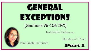 GENERAL EXCEPTIONS IPC| CHAPTER IV IPC| SECTIONS 76-106 IPC| INDIAN PENAL CODE| JAISY GEORGE