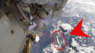 NASA Astronauts lose key piece of ISS Shield during Spacewalk - 4K with audio