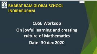 CBSE Workshop on joyful learning and culture of Mathematics.