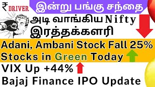 Nifty Big Fall | Stock Market Big Fall today | Tamil share market news | ADANI PORTS | RELIANCE News