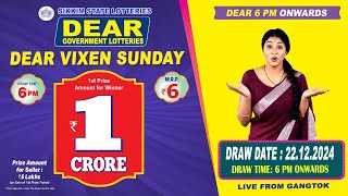 LOTTERY LIVE DEAR 6 PM 22.12.2024 SIKKIM STATE LOTTERY LIVE DRAW LOTTERY SAMBAD LIVE FROM GANGTOK