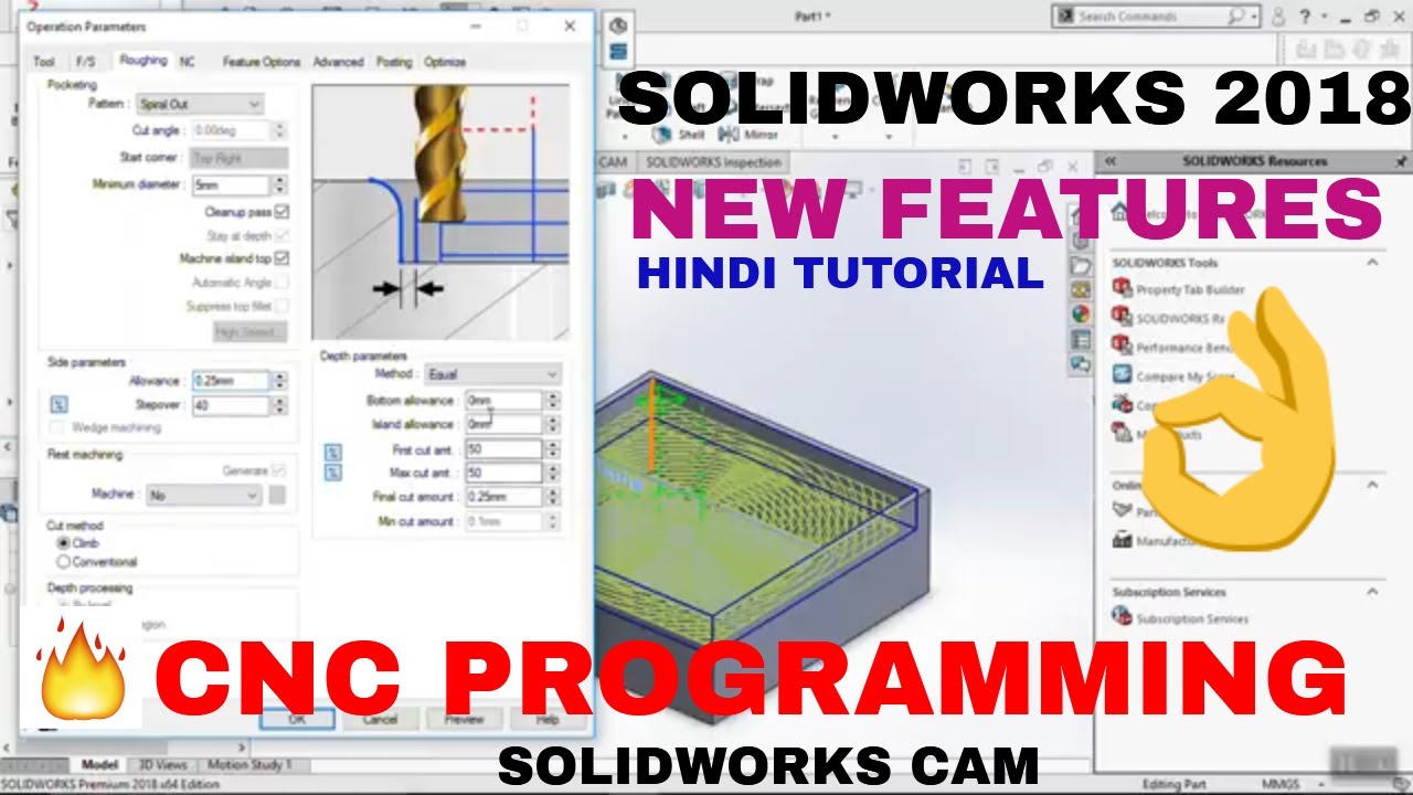 Cnc Programming In Solidworks Cam 2018 | Solidworks Cam 2018 Tutorial ...