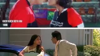 Shahrukh khan and Kajol iconic scenes in Kuch Kuch hota hai and Kabhi Khushi Kabhi Gum movie.