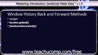JavaScript Training Tutorial Window History Back and Forward Methods