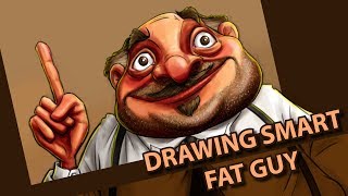 DIGITAL ART | Drawing smart fat guy with Wacom Intuos Pro in Photoshop [Speed Drawing]