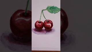 How to draw cherry #art #watercolor #drawing