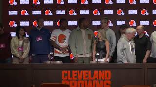 Rashard Higgins and Christian Kirksey Cleveland Browns Retirement Press Conferen